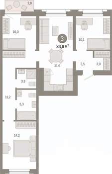 3-к квартира, вторичка, 85м2, 4/8 этаж