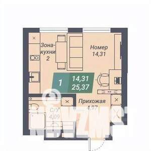 Студия квартира, вторичка, 25м2, 22/23 этаж