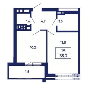 1-к квартира, вторичка, 35м2, 13/14 этаж