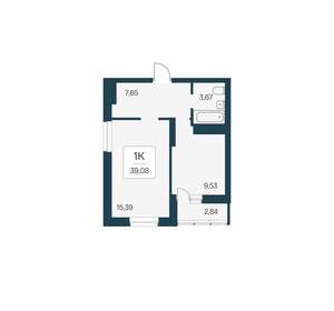 1-к квартира, вторичка, 39м2, 12/24 этаж