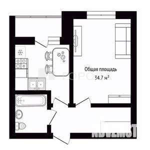 1-к квартира, вторичка, 35м2, 5/9 этаж