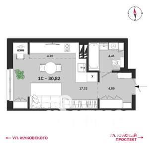 1-к квартира, вторичка, 31м2, 7/25 этаж