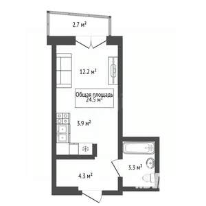 Студия квартира, вторичка, 25м2, 5/9 этаж