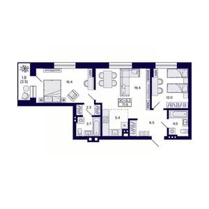 3-к квартира, вторичка, 72м2, 2/11 этаж