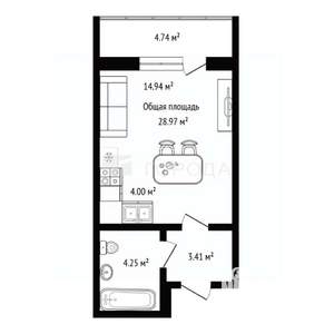 Студия квартира, вторичка, 29м2, 17/29 этаж