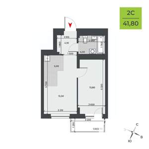 2-к квартира, вторичка, 42м2, 6/21 этаж