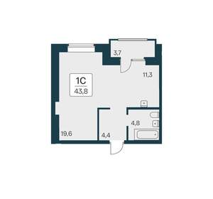 Студия квартира, вторичка, 44м2, 9/21 этаж