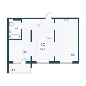 3-к квартира, вторичка, 59м2, 16/17 этаж