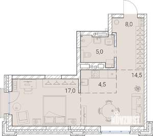 2-к квартира, вторичка, 49м2, 18/25 этаж