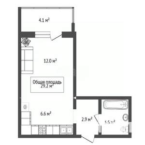 Студия квартира, вторичка, 29м2, 16/17 этаж