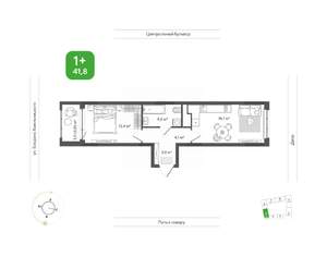 1-к квартира, вторичка, 42м2, 6/14 этаж
