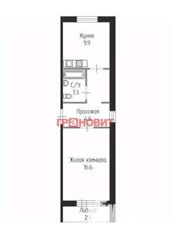 1-к квартира, вторичка, 38м2, 1/3 этаж