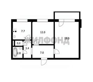 2-к квартира, вторичка, 55м2, 10/10 этаж