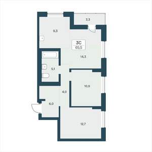 3-к квартира, вторичка, 66м2, 2/17 этаж