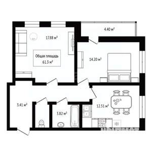 2-к квартира, вторичка, 61м2, 23/25 этаж