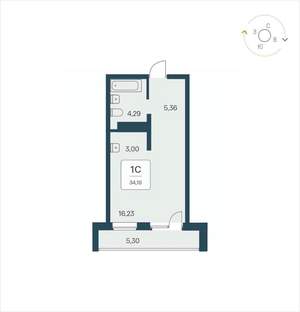 1-к квартира, вторичка, 34м2, 18/26 этаж