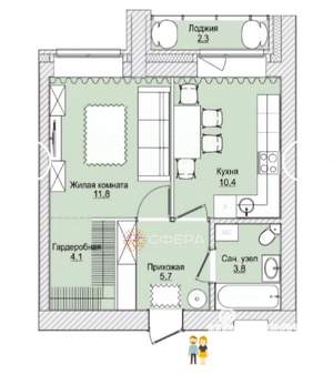 1-к квартира, вторичка, 36м2, 6/10 этаж