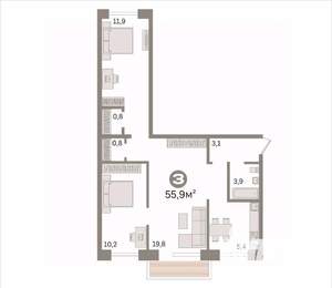 3-к квартира, вторичка, 56м2, 3/5 этаж