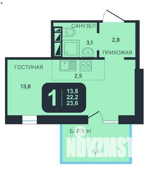 Студия квартира, вторичка, 24м2, 8/17 этаж