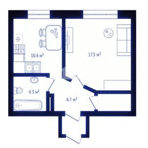 1-к квартира, вторичка, 40м2, 2/14 этаж