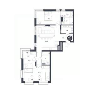 4-к квартира, вторичка, 102м2, 9/17 этаж