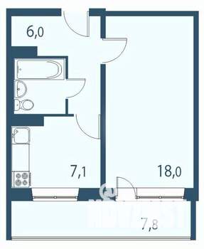 1-к квартира, строящийся дом, 39м2, 3/17 этаж