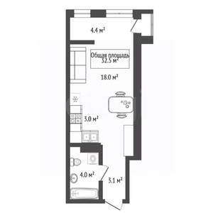 2-к квартира, вторичка, 43м2, 5/5 этаж