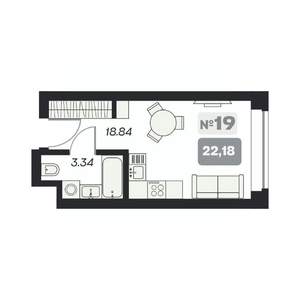 Студия квартира, вторичка, 22м2, 11/15 этаж