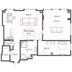 3-к квартира, вторичка, 120м2, 20/23 этаж