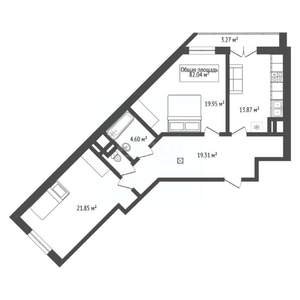2-к квартира, вторичка, 83м2, 17/19 этаж