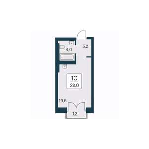 Студия квартира, вторичка, 28м2, 24/30 этаж