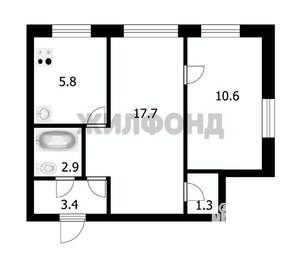 2-к квартира, вторичка, 42м2, 1/5 этаж