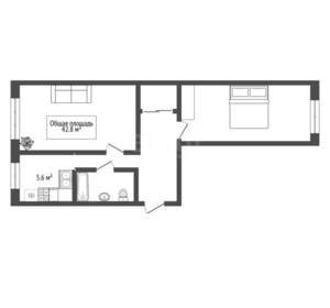 2-к квартира, вторичка, 43м2, 5/5 этаж
