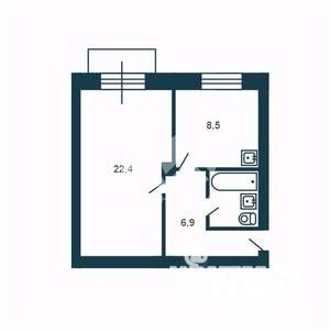 1-к квартира, вторичка, 30м2, 4/5 этаж