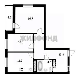 2-к квартира, вторичка, 57м2, 15/15 этаж