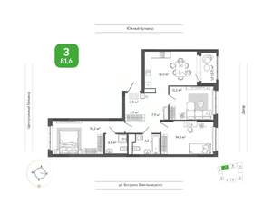 3-к квартира, вторичка, 82м2, 5/9 этаж