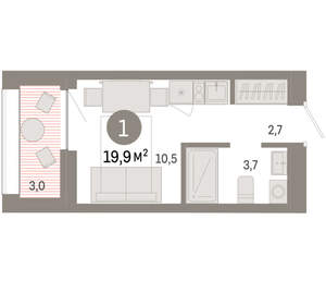 Студия квартира, вторичка, 20м2, 14/17 этаж