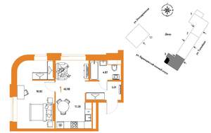 1-к квартира, вторичка, 46м2, 2/9 этаж