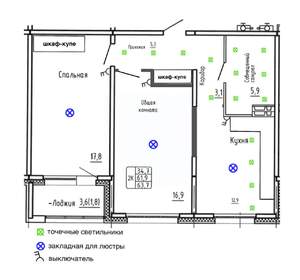 2-к квартира, строящийся дом, 64м2, 3/17 этаж