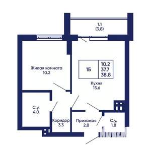 1-к квартира, вторичка, 39м2, 3/14 этаж