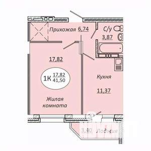 1-к квартира, строящийся дом, 42м2, 13/25 этаж