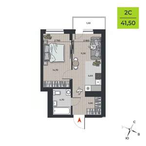 2-к квартира, вторичка, 43м2, 11/21 этаж