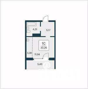 Студия квартира, вторичка, 30м2, 3/25 этаж