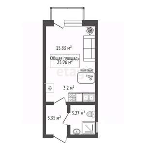 Студия квартира, вторичка, 26м2, 2/4 этаж