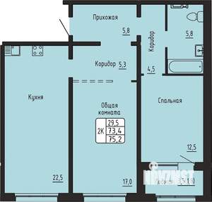 2-к квартира, вторичка, 75м2, 11/17 этаж