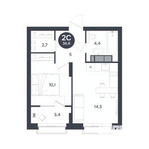 1-к квартира, вторичка, 37м2, 8/17 этаж