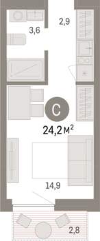 Студия квартира, вторичка, 24м2, 5/17 этаж