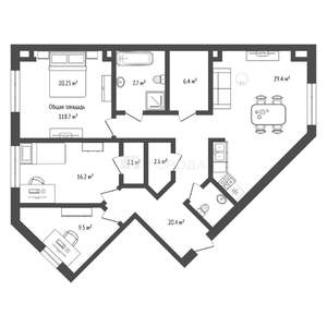 4-к квартира, вторичка, 119м2, 4/6 этаж