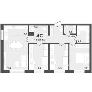 2-к квартира, вторичка, 69м2, 1/9 этаж