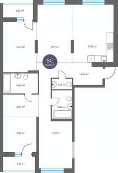 4-к квартира, вторичка, 102м2, 11/16 этаж